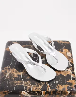 Tony Bianco Krista thong heeled sandals in silver