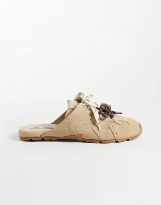 Steve Madden Atlas backless slip on sneakers in beige suede