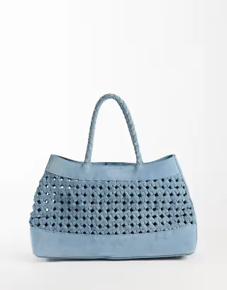 ASOS DESIGN suede weave bag in blue