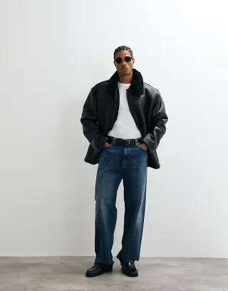 ASOS DESIGN aviator jacket in black