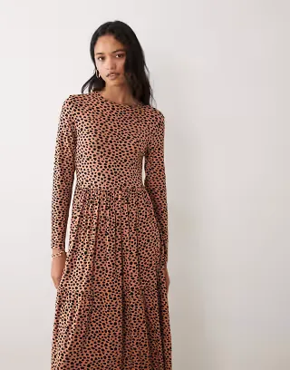 Wednesday's Girl smudge spot midaxi dress in leopard print