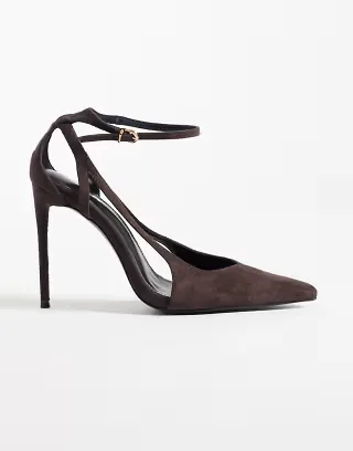 Public Desire Wide Fit Allegedly heeled pumps in chocolate suedette