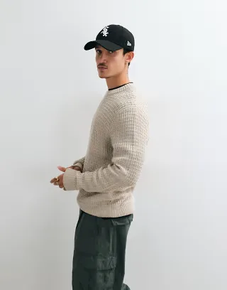 JJ Rebel waffle knit sweater in beige