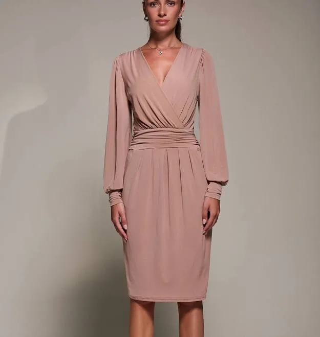 Jolie Moi Women's Long Balloon Sleeve Jersey Midi Dress