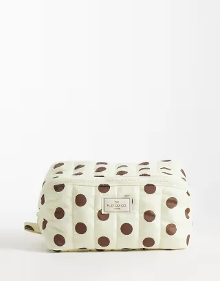 The Flat Lay Co. x ASOS Exclusive - Marshmallow Makeup Box in Yellow + Brown Dots