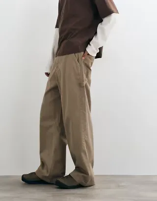 Cotton On super baggy worker trouser in camel
