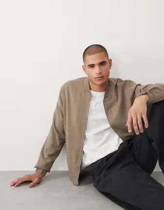 River Island bomber jacket in beige