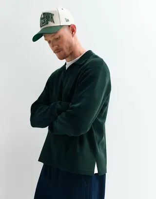 ASOS DESIGN Adaptive knitted long sleeve polo in green