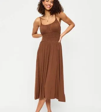 Old Navy Women's Fit & Flare Jersey Smocked-Waist Midi Dress