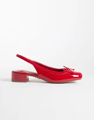 Steve Madden Loved slingback heeled ballet shoes in red patent
