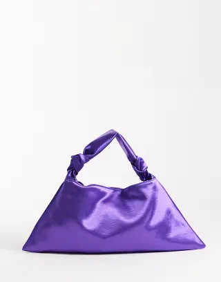 ASOS DESIGN satin small shoulder bag in purple