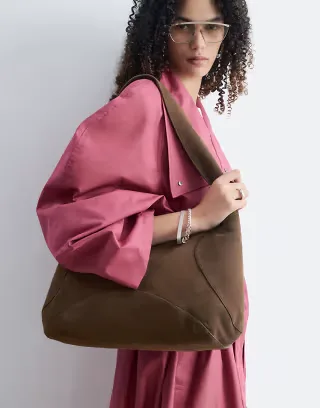 & Other Stories premium suede shopper in chocolate