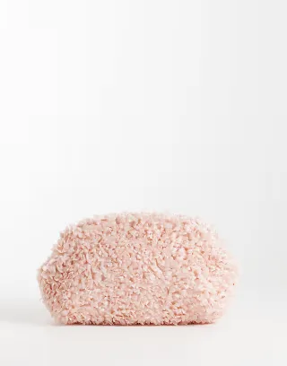 ASOS DESIGN ruffle clutch bag in pink