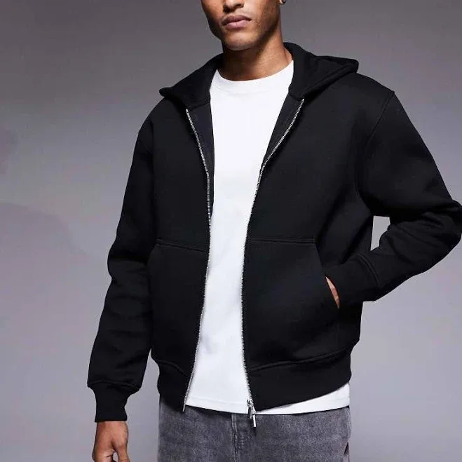 ASOS Design Men's Heavyweight Relaxed Boxy Zip Through Hoodie