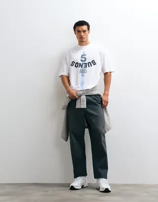 ASOS DESIGN oversized t-shirt with Argentina graphic in white