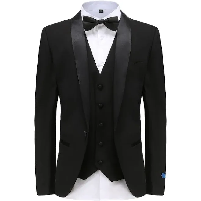 Braveman Men's 3 Pc Slim Fit Tuxedo Set Tx300 In Black