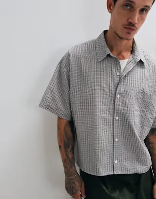 Reclaimed Vintage short sleeve boxy shirt in brown check