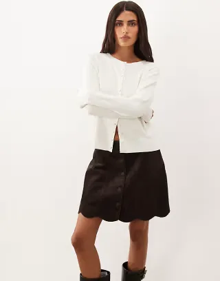 Nobody's Child Chelsea cord button down mini skirt in chocolate