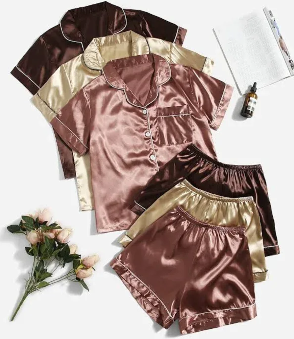 SHEIN Women's Satin Pajama Set
