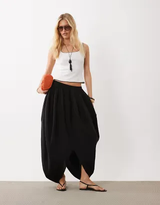 ARKET volume maxi skirt in black