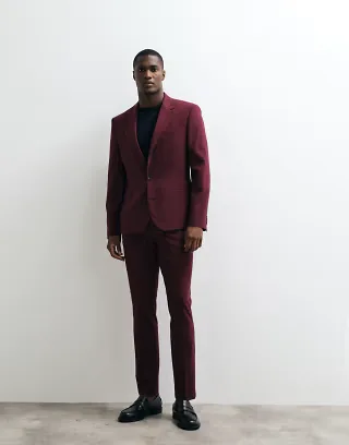 ASOS DESIGN FlexMax skinny suit set in burgundy
