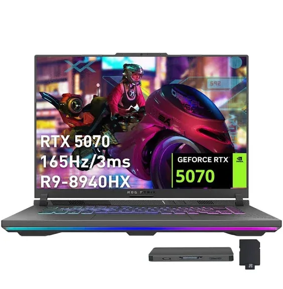 ASUS - ROG Strix G16 16" Gaming Laptop,GeForce RTX 5070,Ryzen 9 8940HX,32GB DDR5,2TB SSD+288GB Dock Set,Win 11 Pro - Gra