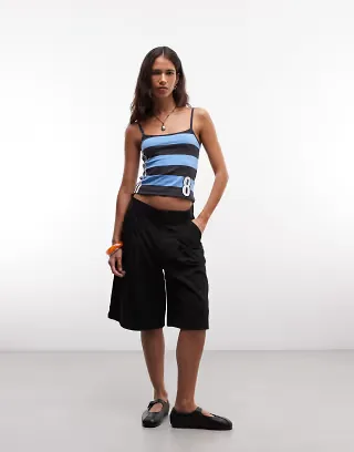 COLLUSION Unisex tailored jorts in black