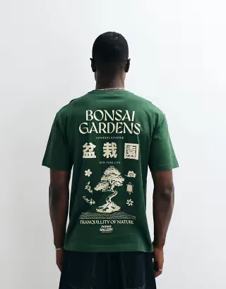 ONLY & SONS relaxed fit t-shirt with Bonsai Gardens back print in green