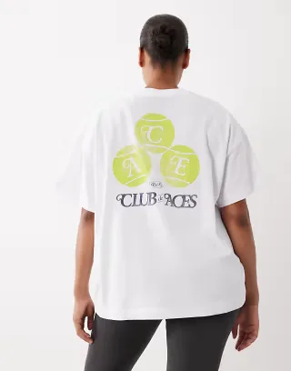 4505 Curve heavyweight cotton oversized t-shirt with back print and quick dry finish in white
