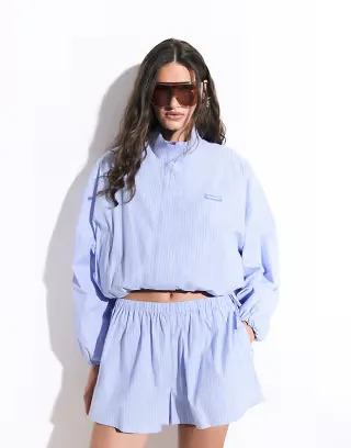 Cernucci striped funnel neck jacket in light blue - part of a set
