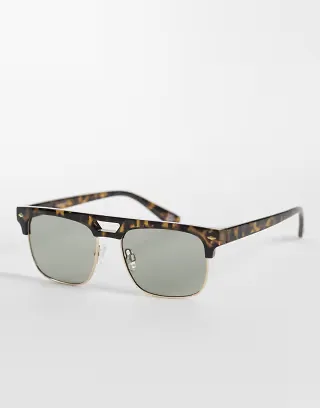 ASOS DESIGN retro sunglasses in green tort frame with green lens