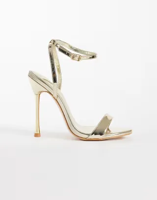 Public Desire Wide Fit Soho barely there heeled sandals in gold