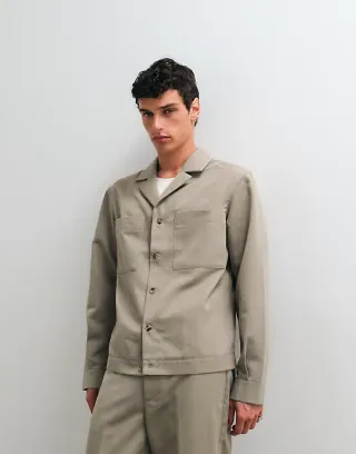 ASOS DESIGN smart revere shacket in sage - part of a set