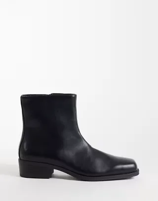 SEQWL Morty square toe boots in black