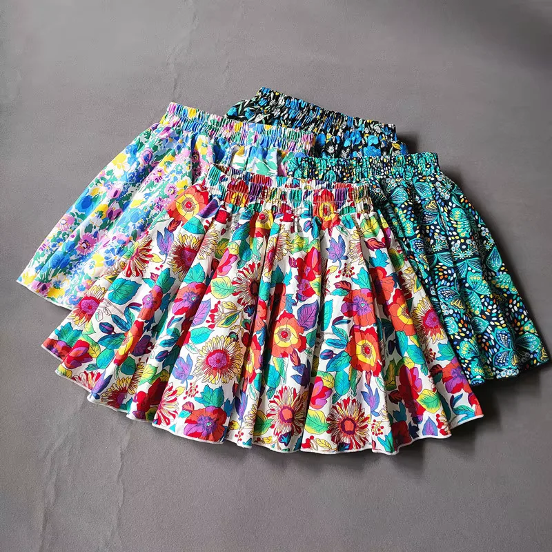 Summer Teenager Girls Swagger Skirts Printing Floral Mini Pleated Skirt for Kids Girl Clothes 12 14 16 year