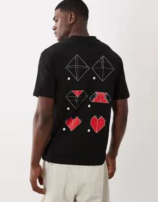 HUGO Red dalentin relaxed fit heart logo T-shirt in black