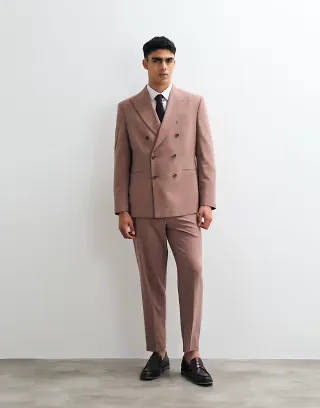 ASOS DESIGN double breasted regular suit set in burgundy