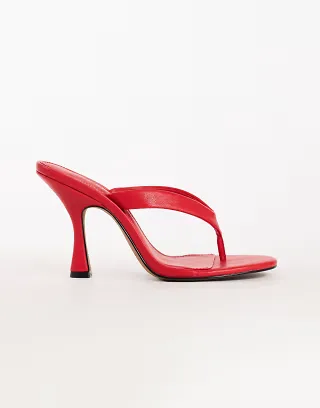 Topshop Nina heeled flip flops in red