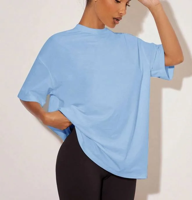 SHEIN Women's Oversized Loose Fit Round Neck Knitted T-Shirt