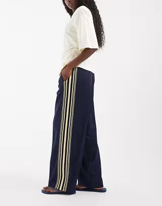 ONLY wide leg pants with side stripes in navy