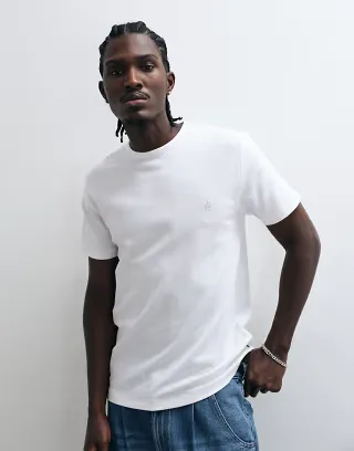 French Connection popcorn textured t-shirt in white
