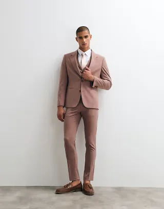 ASOS DESIGN skinny suit pants in brown