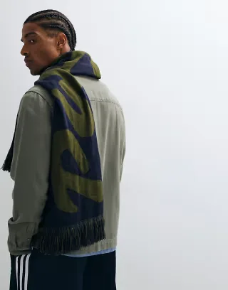 ASOS DESIGN paraiso graphic scarf in navy