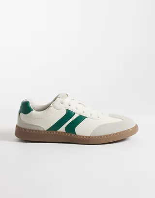 ONLY & SONS low sneakers with rubber sole in cream and green