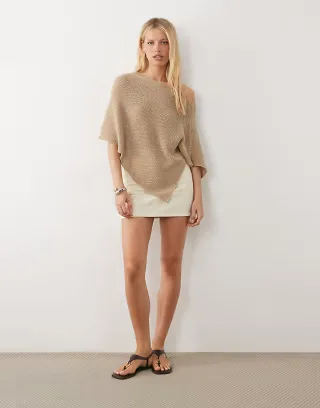 ASOS DESIGN metallic knit poncho in gold