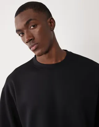 ASOS DESIGN luxe interlock oversized boxy T-shirt in black