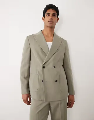 ASOS DESIGN double breasted regular suit blazer in dark green