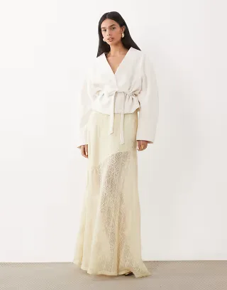 ASOS DESIGN crochet mono maxi skirt in lemon - part of a set