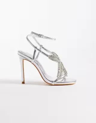 Public Desire Lumi heeled sandals with embellished starfish in silver