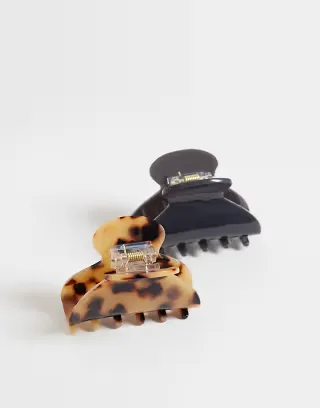 Gina Tricot 2 pack hair clips in navy & tortoise